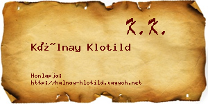 Kálnay Klotild névjegykártya